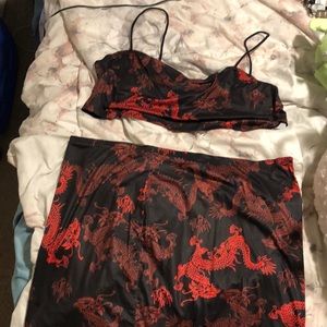 Dragon crop top skirt set